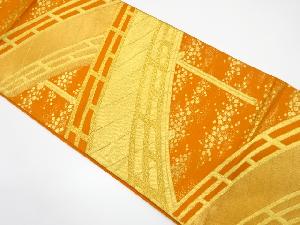 吉村織物製　橋に箔散らし模様織り出し　袋帯